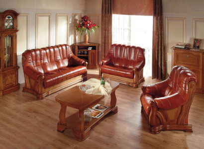 Antik Stil Ledersofa Couch Sofagarnitur 3+1+1 Sitzer Leder Italienisches Polster